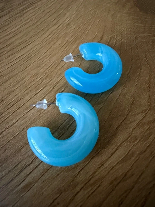 Blue hoop earrings
